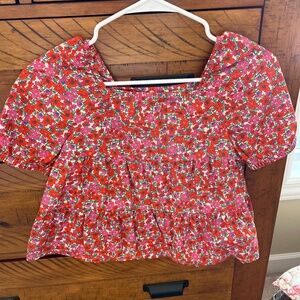 J Crew crew cuts red floral blouse